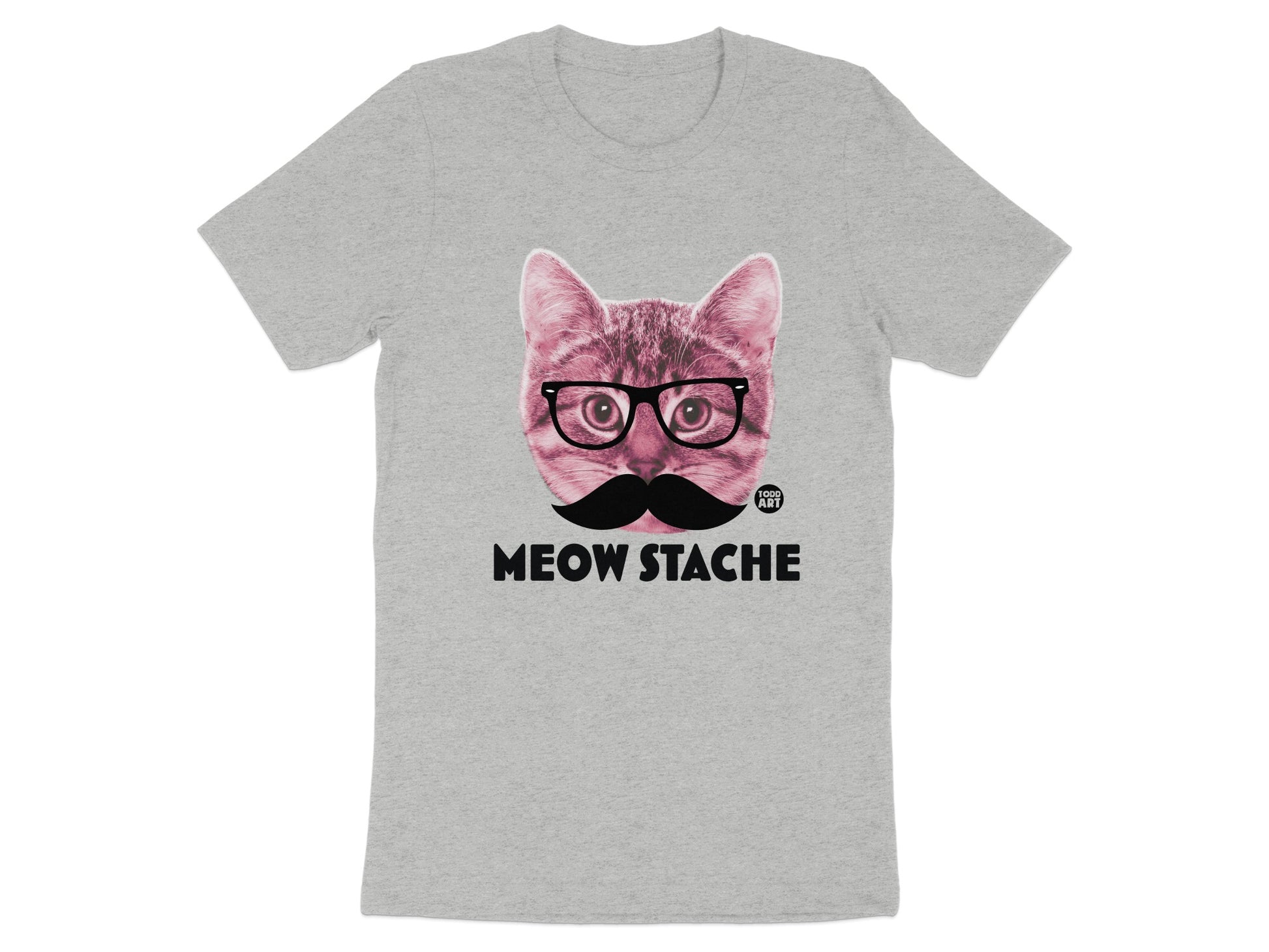 Funny Meow Stache Cat Graphic Design T-Shirt product