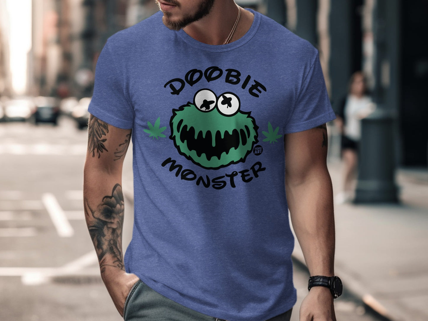 Doobie Monster Graphic Blue T-Shirt for Men product