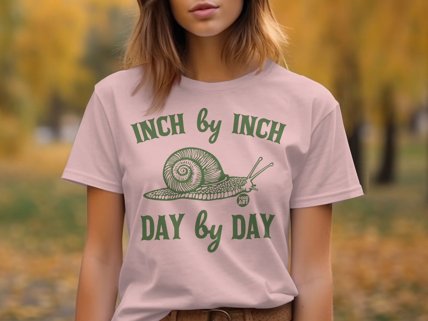 Inch by Inch Day by Day Snail Print Shirt product