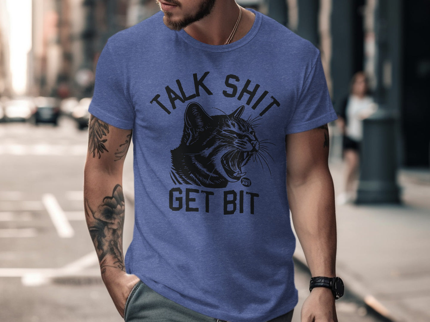 Talk Shit Get Bit Cat Graphic Tee Shirt product