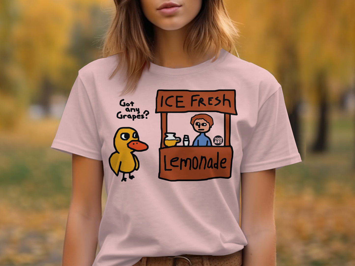 Funny Duck Asking for Grapes at Lemonade Stand Tee