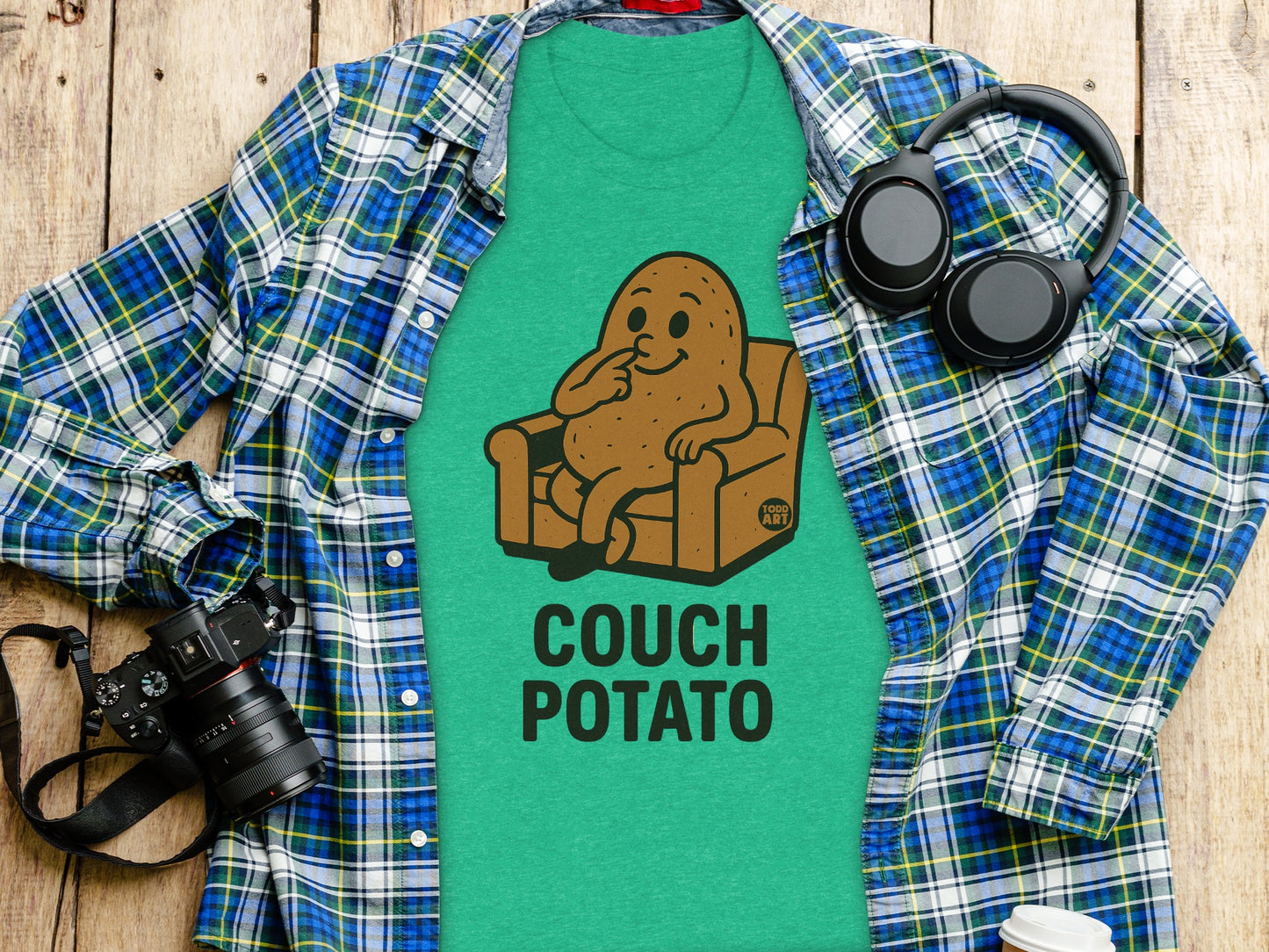 Couch Potato Funny Graphic Green T-Shirt