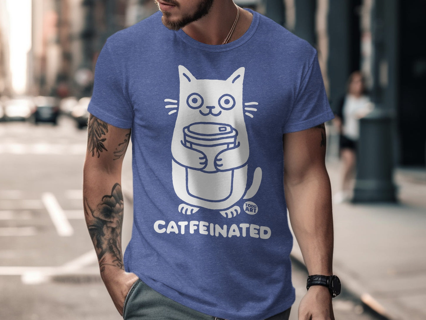 Catfeinated Funny Coffee Cat Graphic Tee product