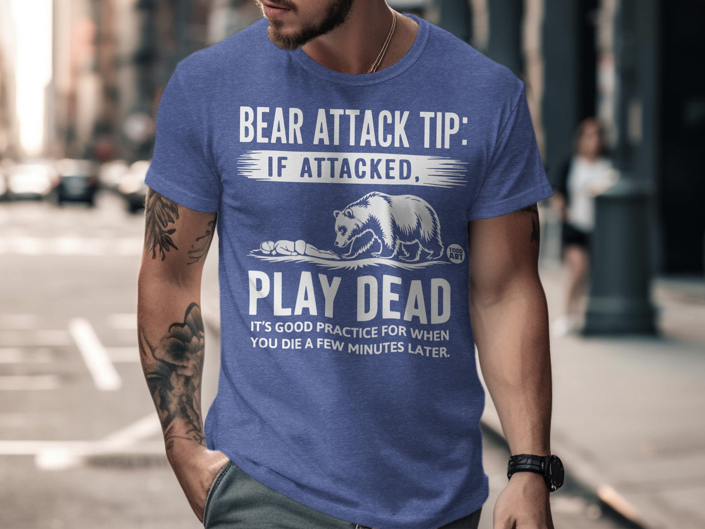 Bear Attack Tip Play Dead Funny Tshirt product type