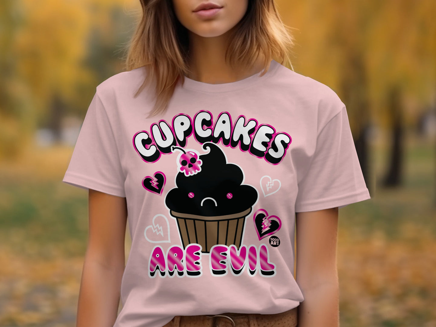 Cupcakes Are Evil Heart Design T-shirt product type