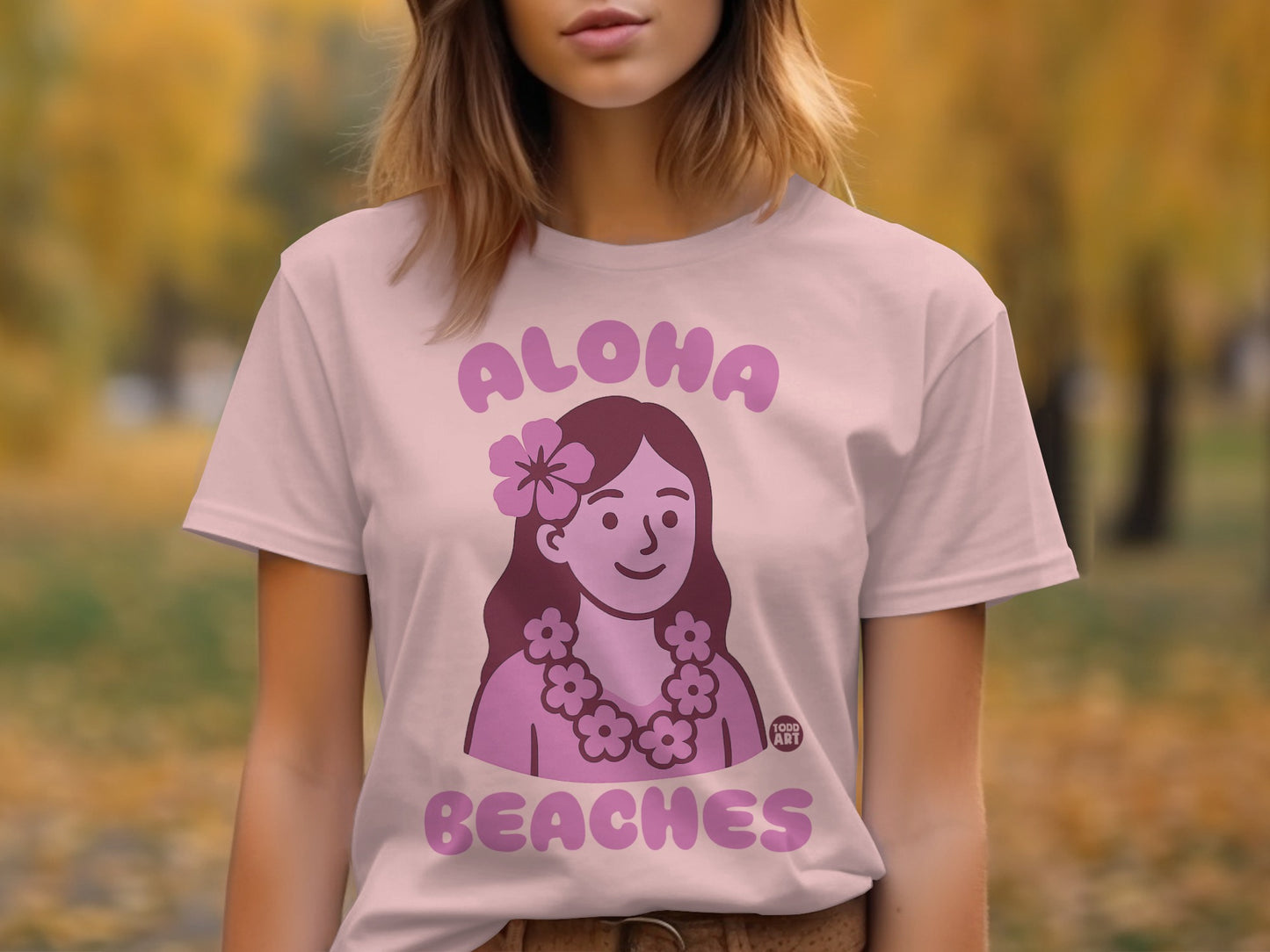 Aloha Beaches Cartoon Girl Themed Shirt