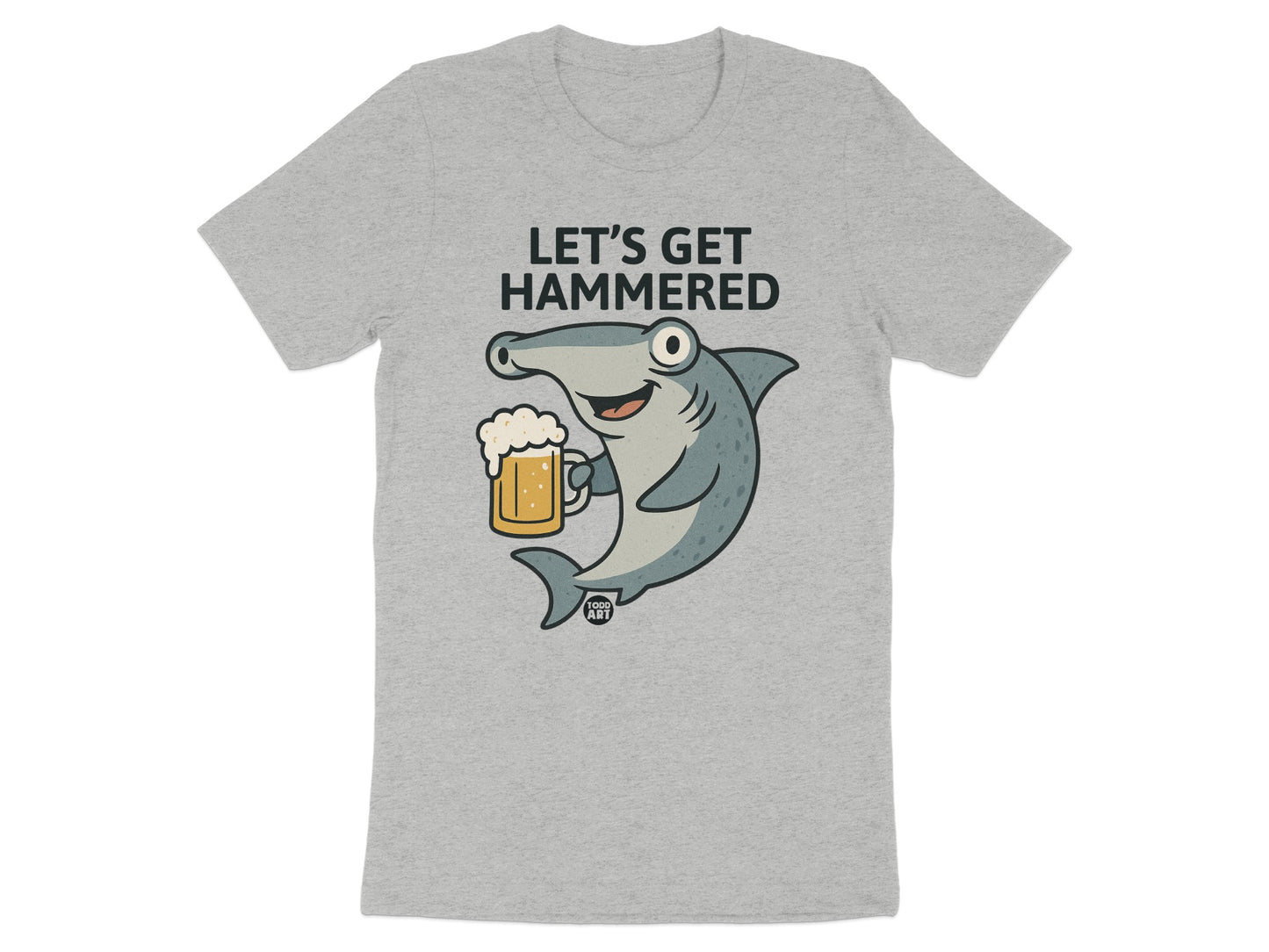 Let's Get Hammered Shark with Beer Graphic T-shirt