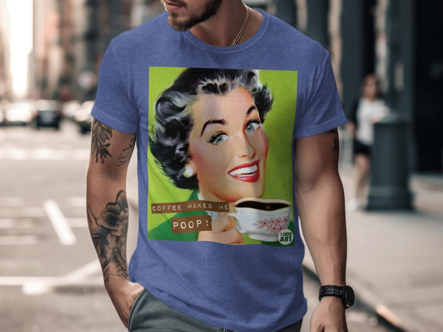 Retro Coffee Makes Me Poop Funny Graphic T-Shirts
