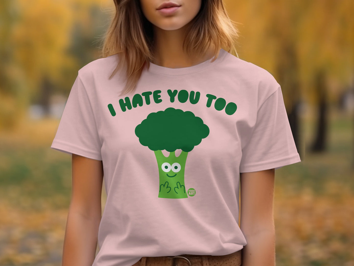 I Hate You Too Cute Broccoli Graphic Tee Shirt