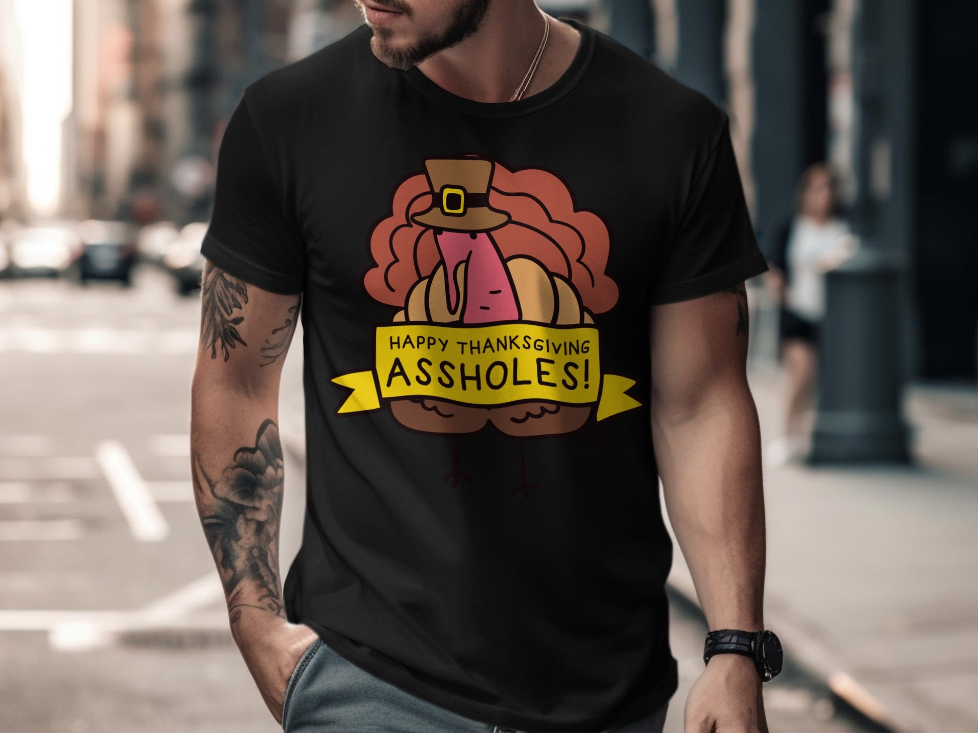 Happy Thanksgiving Funny Turkey Graphic T-shirt