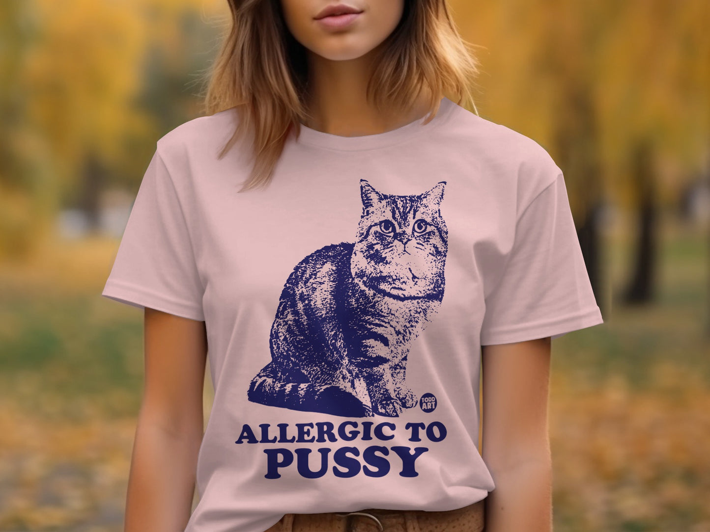 Allergic to Pussy Cat Graphic Tee Shirt product