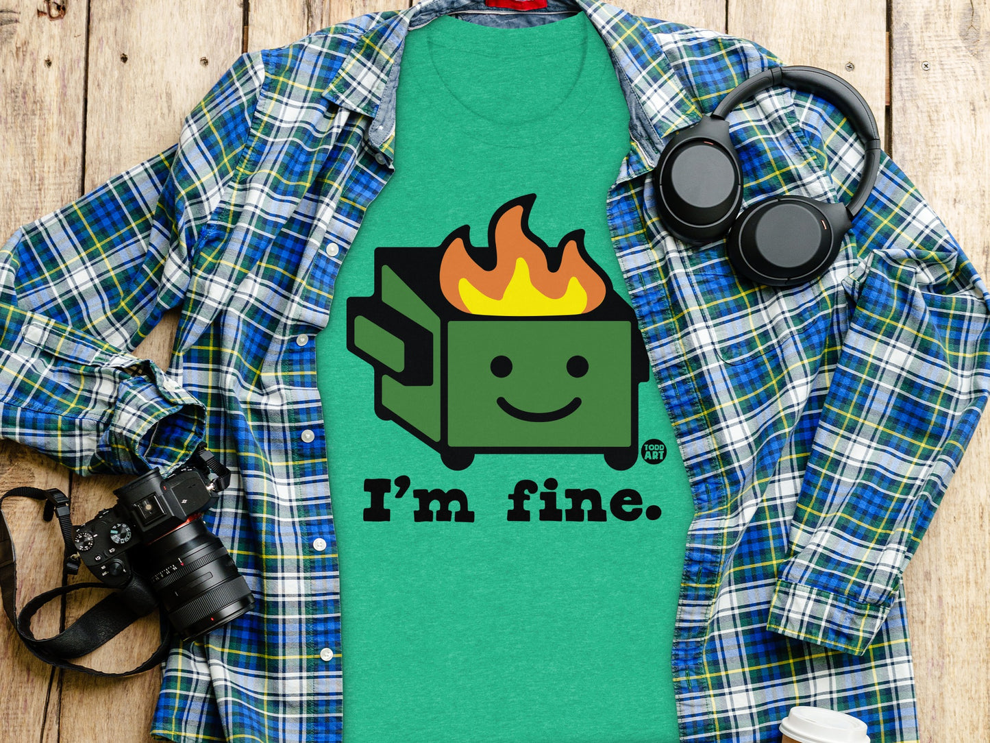 I'm Fine Dumpster Fire Graphic T-shirt product