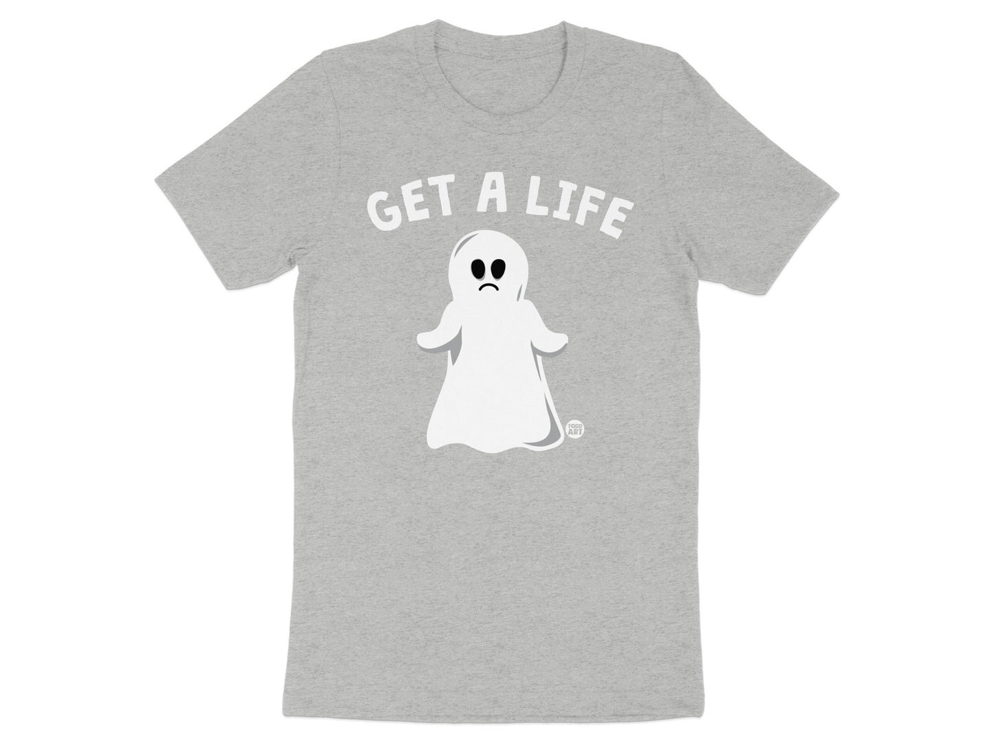 Get A Life Sad Ghost Graphic Grey Unisex Tee Shirt Product