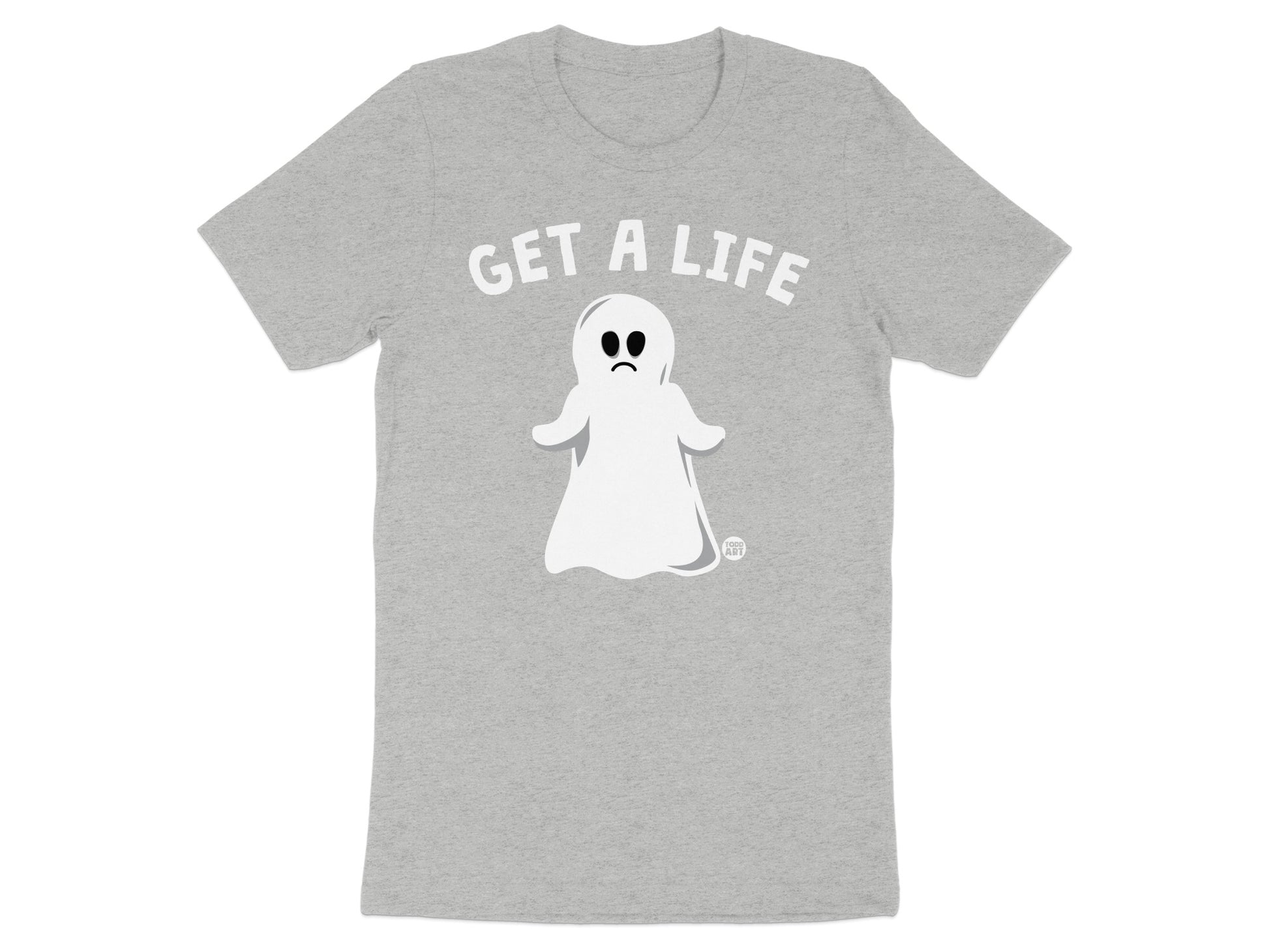 Get A Life Sad Ghost Graphic Grey Unisex Tee Shirt Product