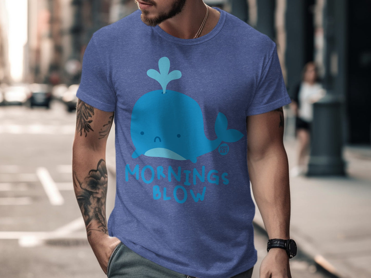 Mornings Blow Whale Graphic Tee Playful Casual Shirt