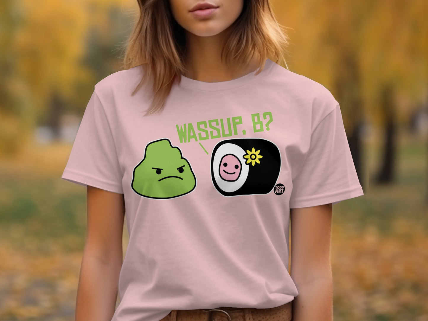 Funny Cartoon Sushi and Poop Emoji Design Shirt