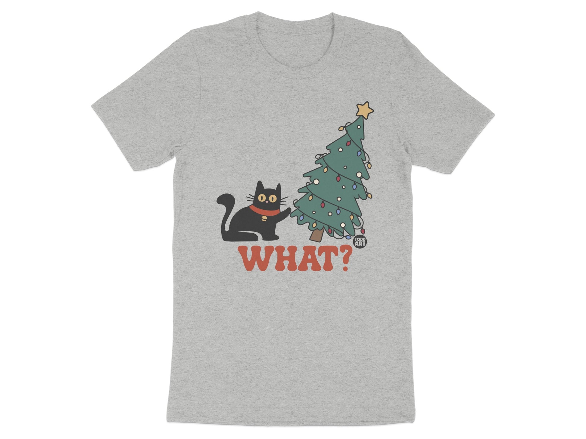 Funny Cat and Christmas Tree What T-shirt product type