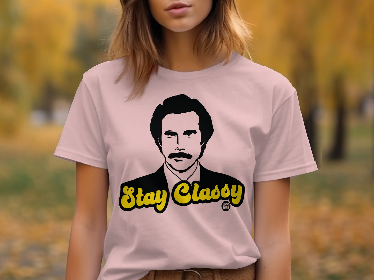 Stay Classy Graphic Tee with Mustache Design