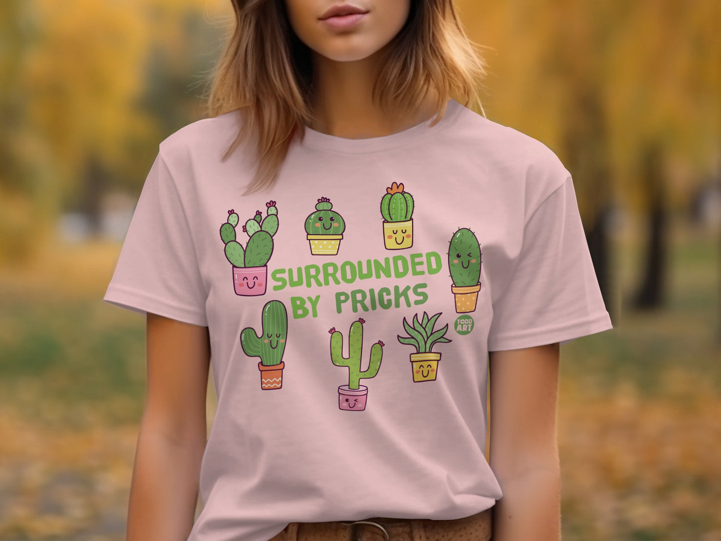 Surrounded by Pricks Cute Cactus Graphic Tee shirt product type