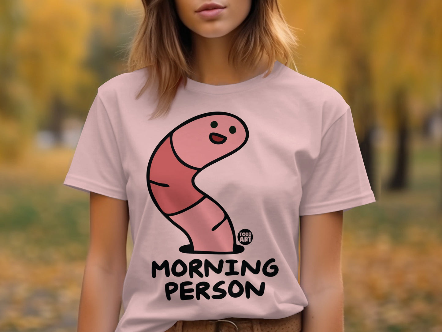Morning Person Cute Worm Character T-Shirt product