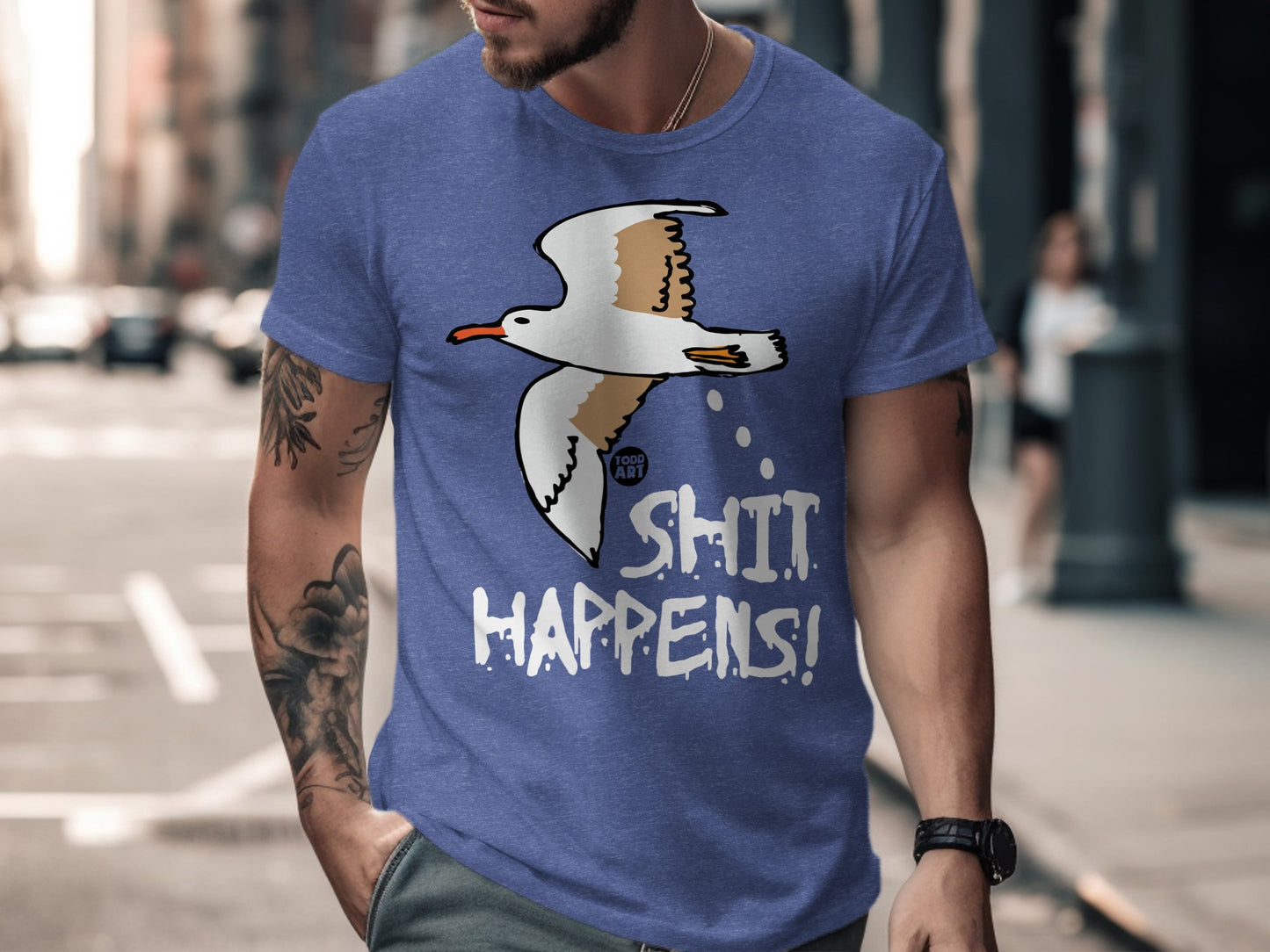 Shit Happens Seagull Graphic Print Shirt product