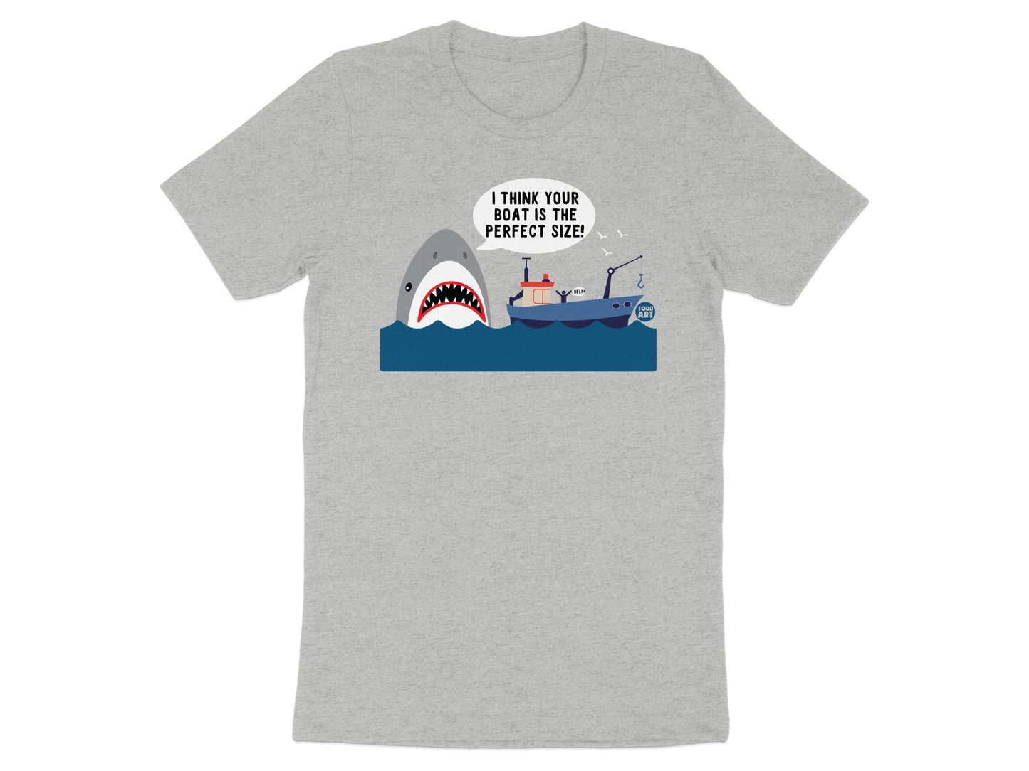Funny Shark and Boat Perfect Size T-shirt