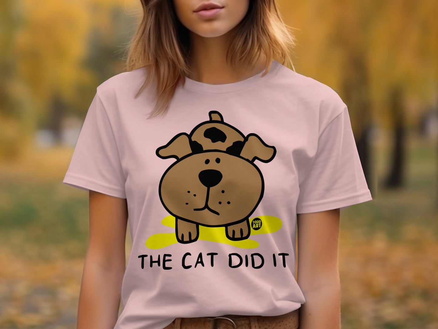 Cute Cartoon Dog The Cat Did It T-Shirt product