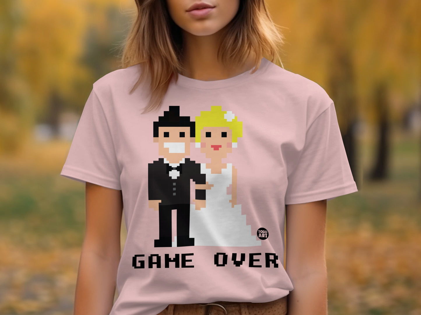 Funny Pixel Art Game Over Wedding T-shirt product