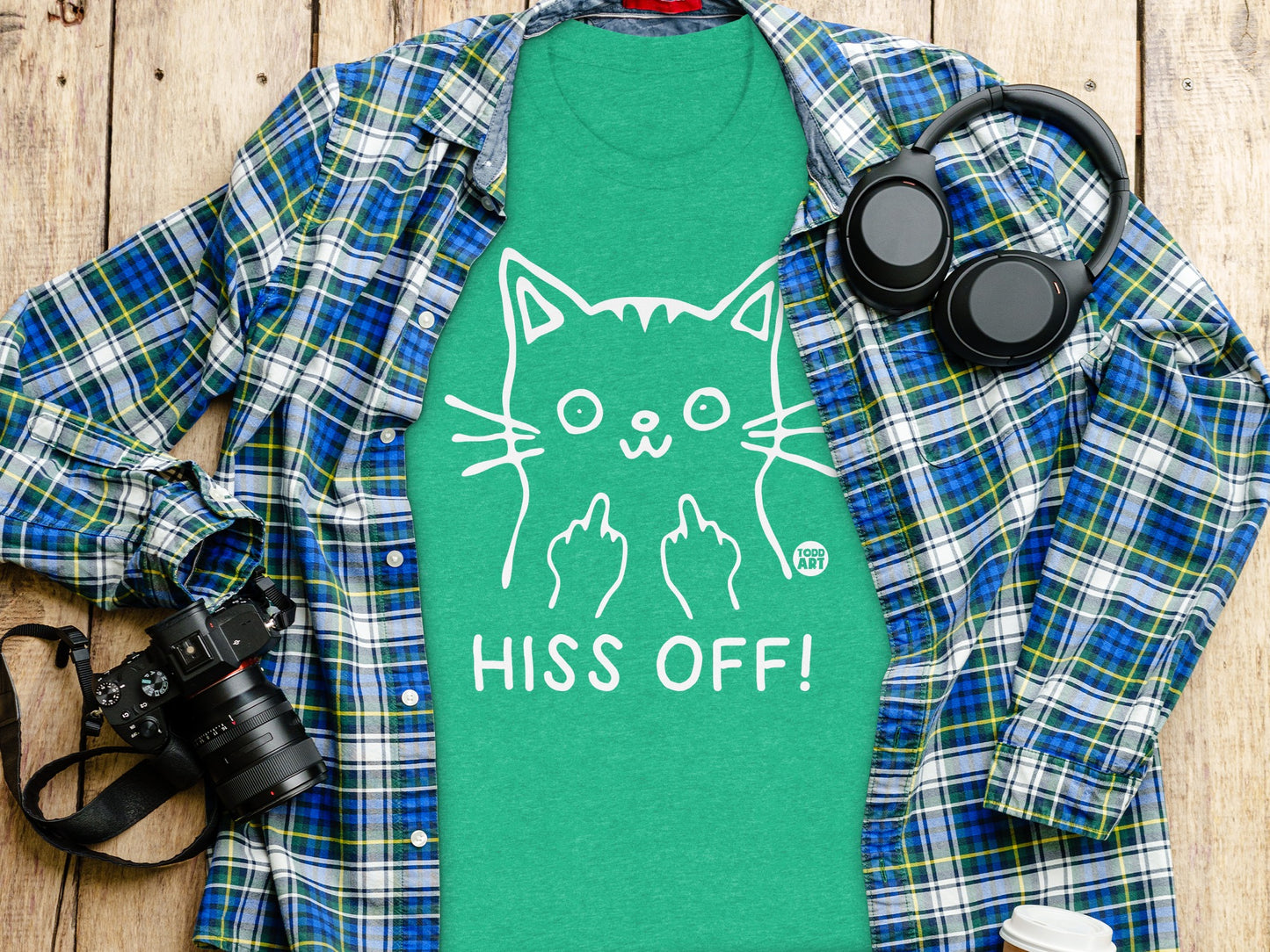 Hiss Off Cat Middle Finger Graphic T-shirt product type