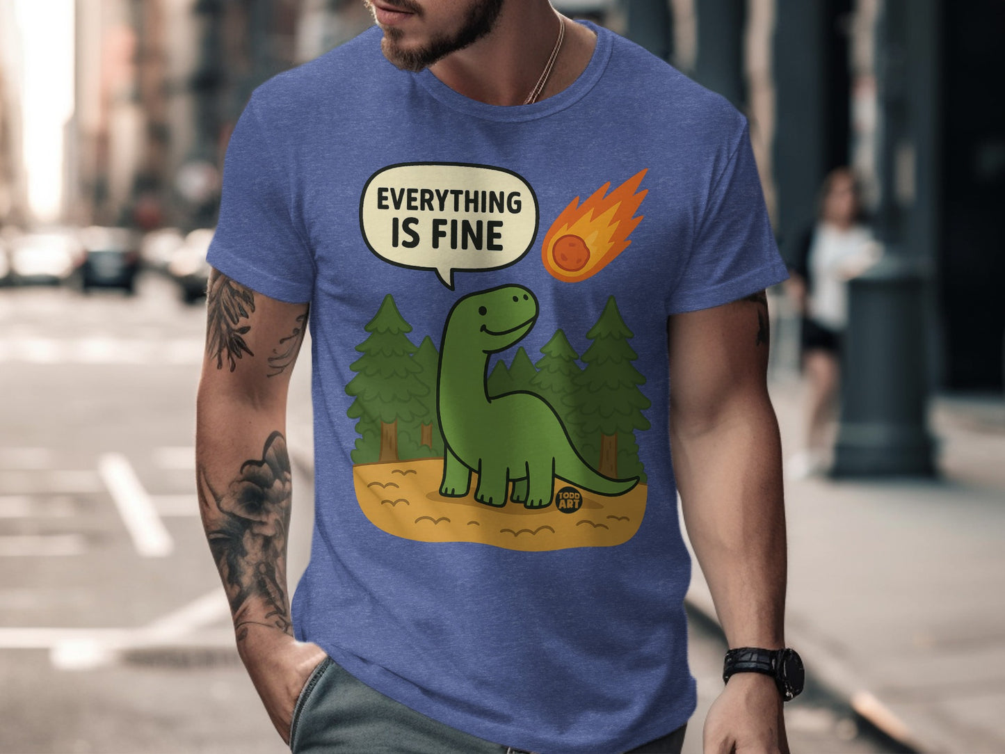 Everything Is Fine Dinosaur Graphic T-shirt product type