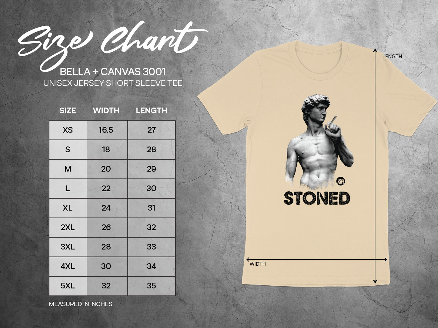 Stoned Short Sleeve Tee with David Statue Graphic