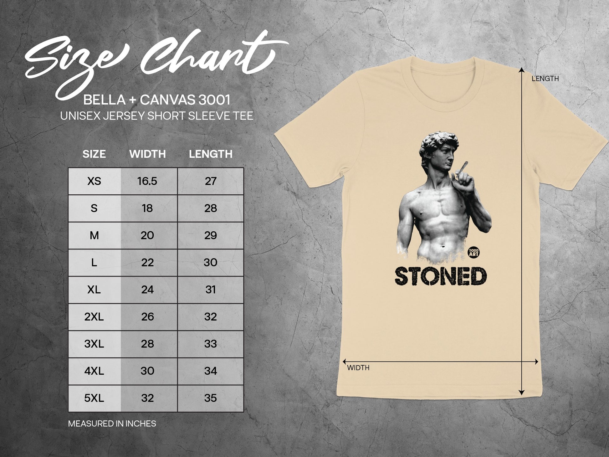 Stoned Short Sleeve Tee with David Statue Graphic