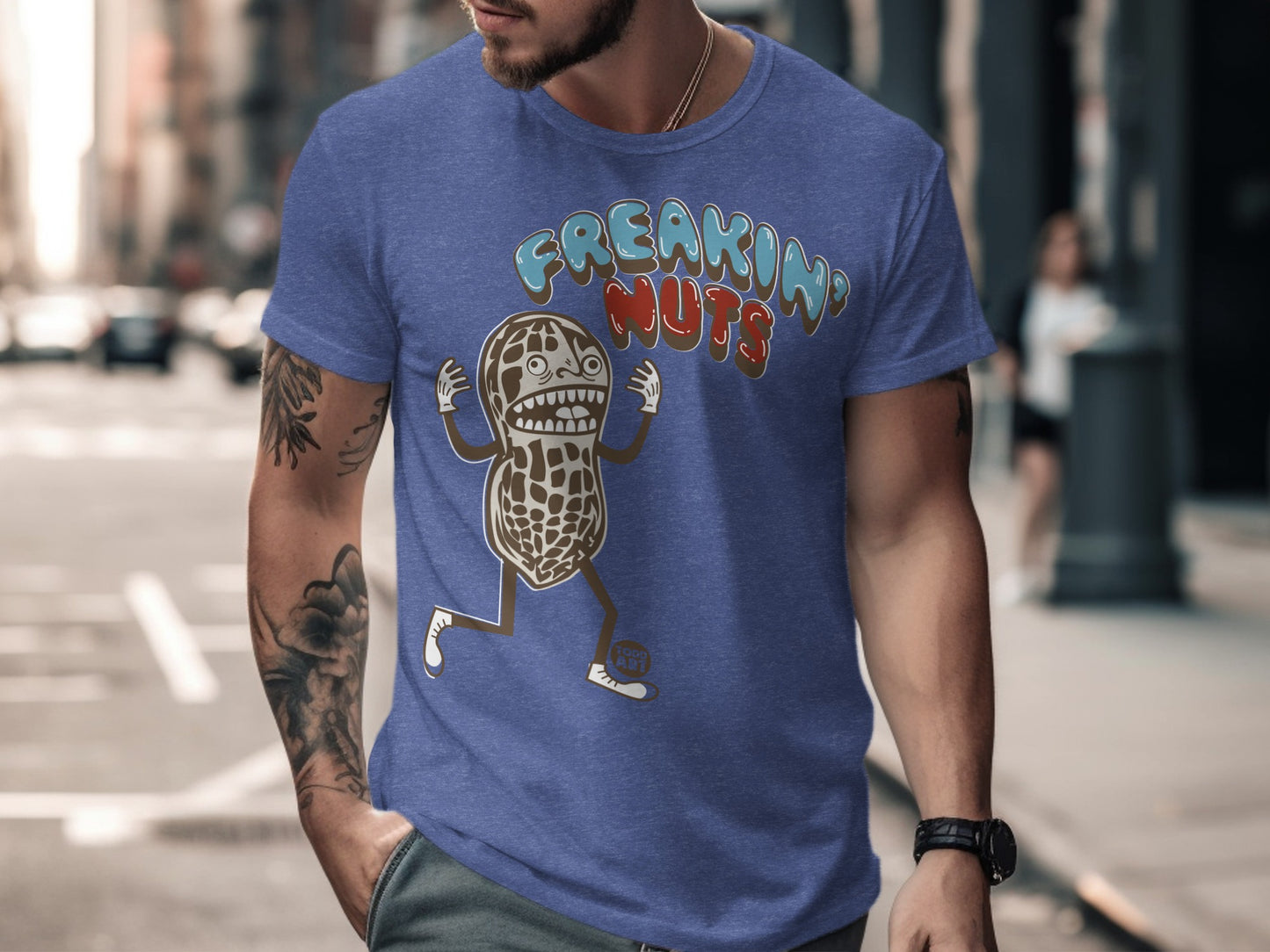 Freakin' Nuts Funny Peanut Illustration T-Shirt