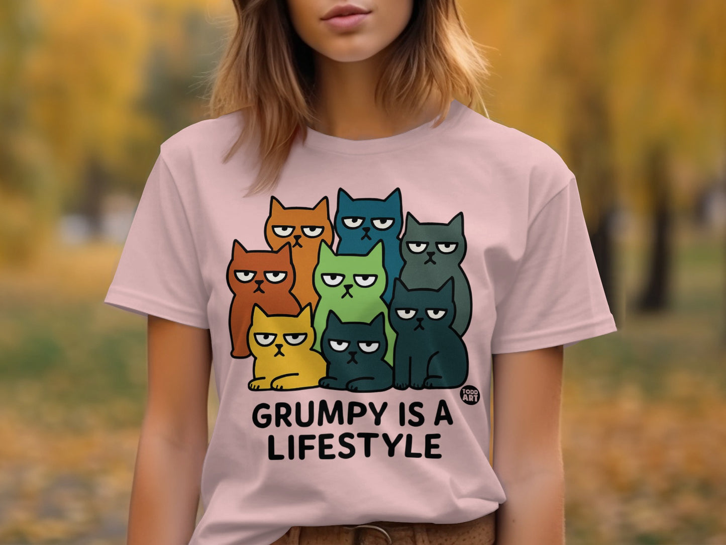 Grumpy Is A Lifestyle Colorful Cats Graphic Tee product
