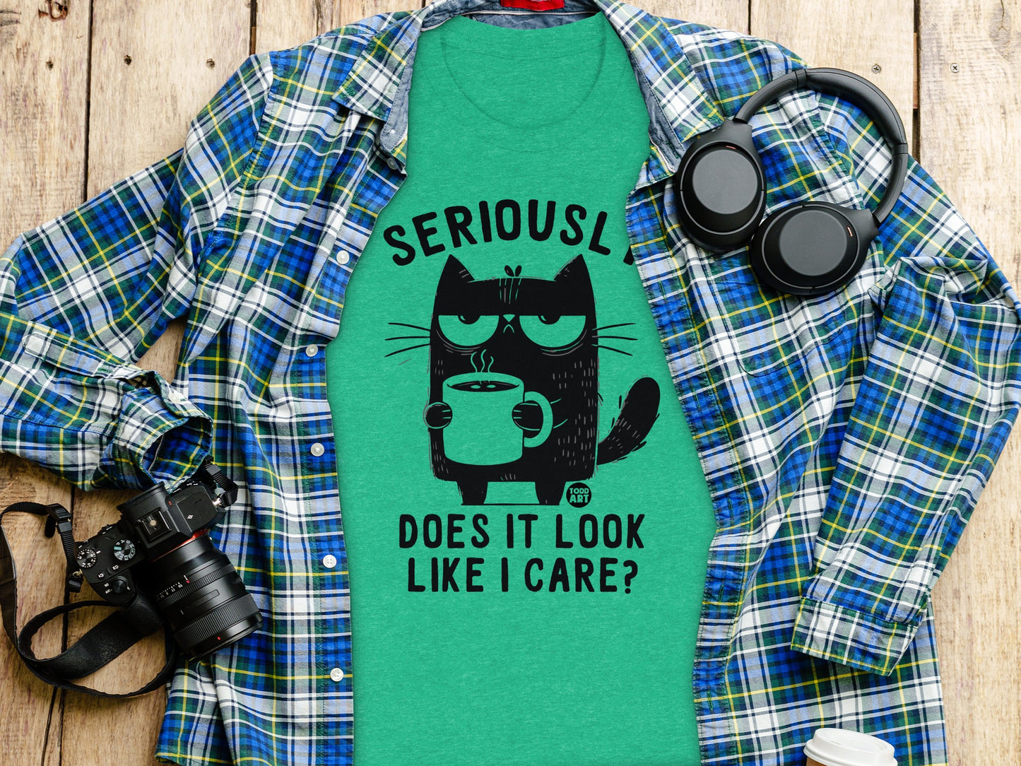 Seriously Does It Look Like I Care Cat Shirt product type