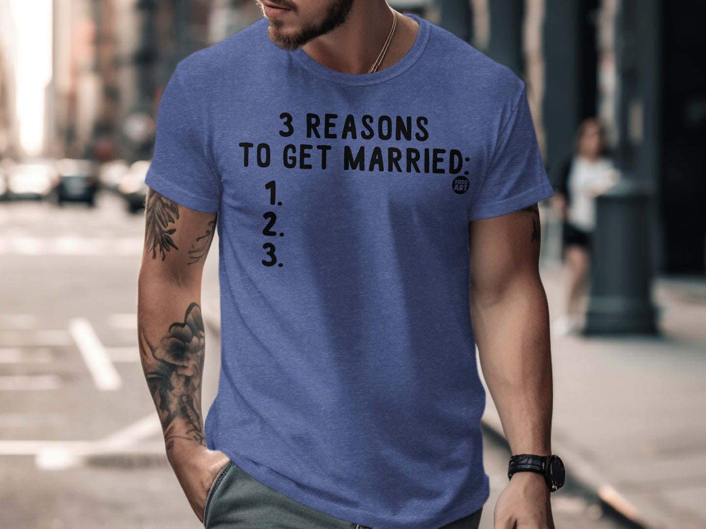 Funny 3 Reasons To Get Married Statement T-shirt product type