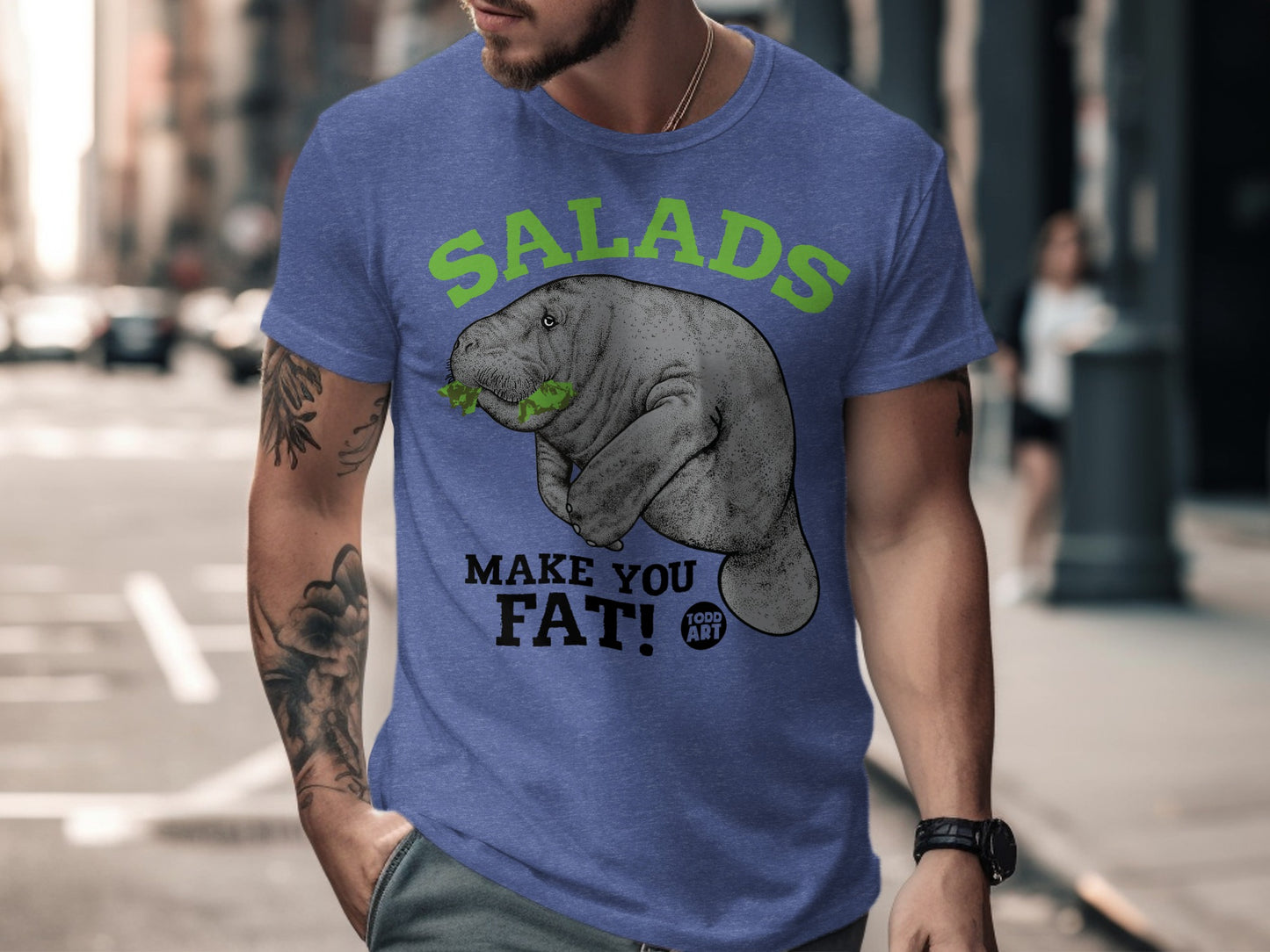 Salads Make You Fat Funny Manatee Graphic Tshirt product