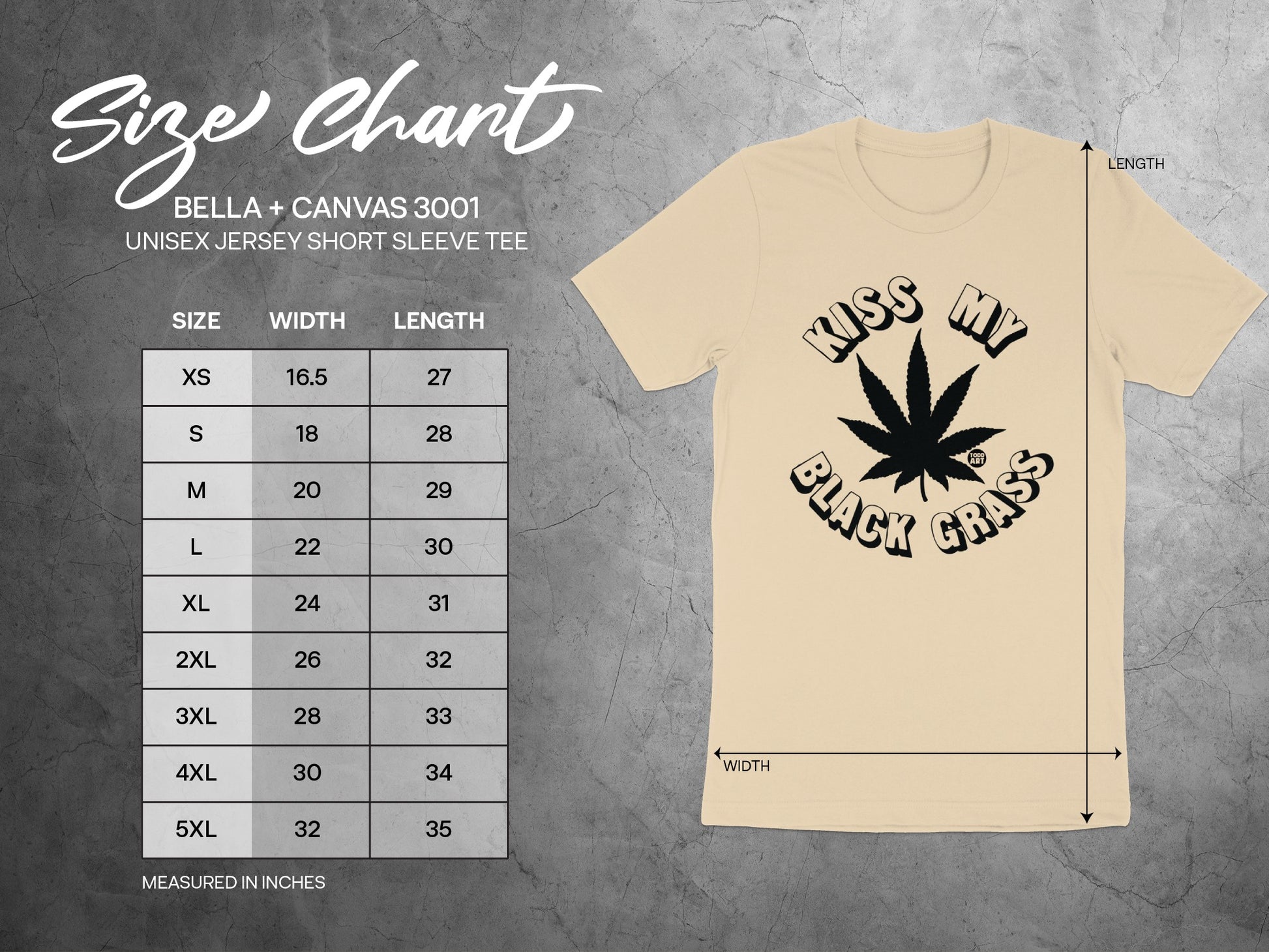 Kiss My Black Grass Bella Canvas 3001 Tee Shirt