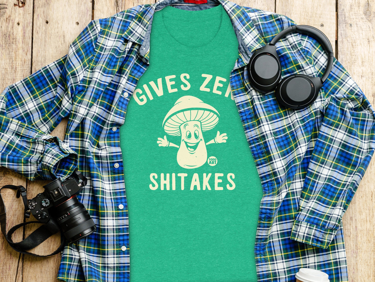 Gives Zero Shitakes Funny Mushroom T-Shirt