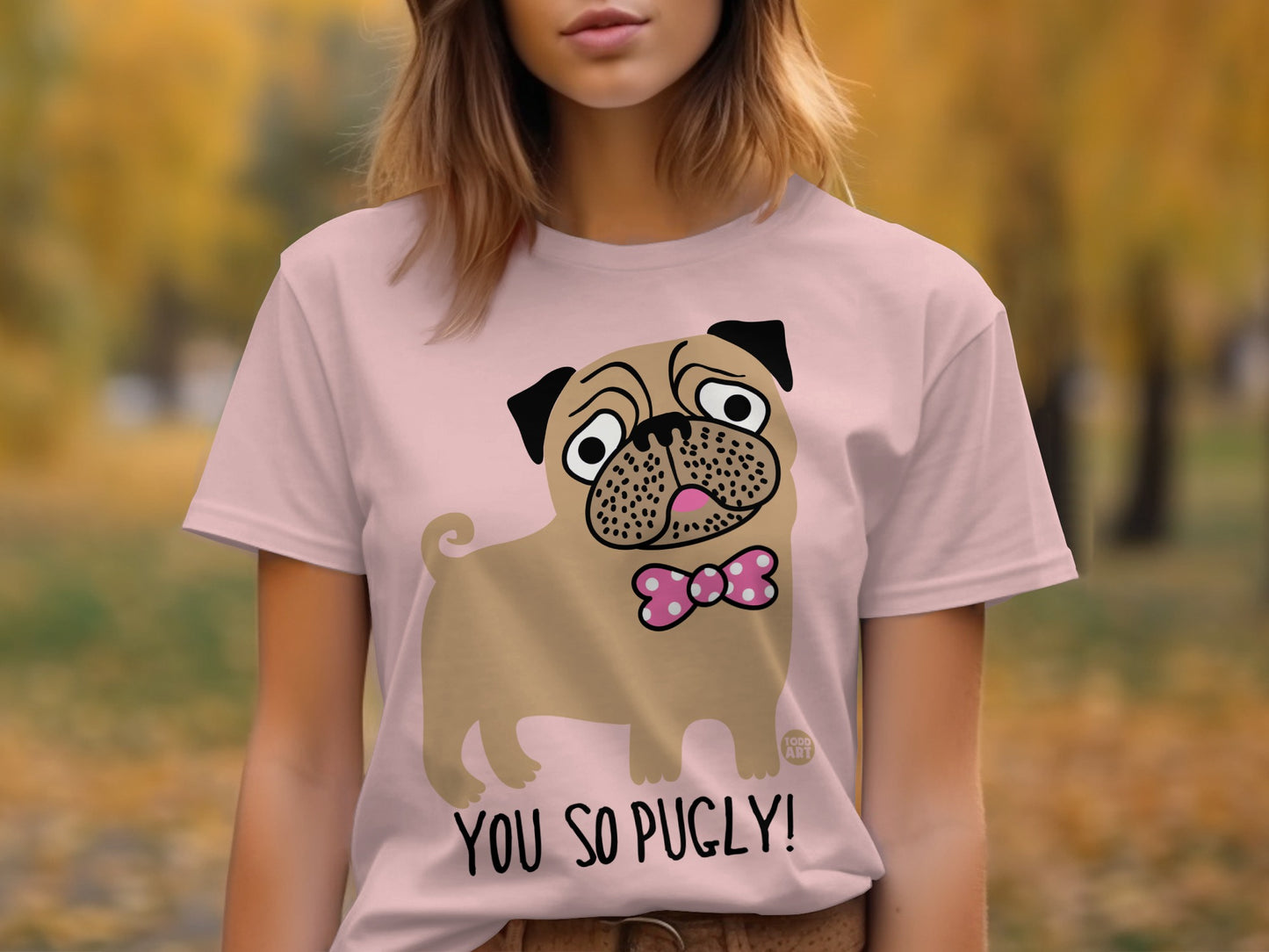Cute Pug with Bow Tie Graphic Tee Shirt product