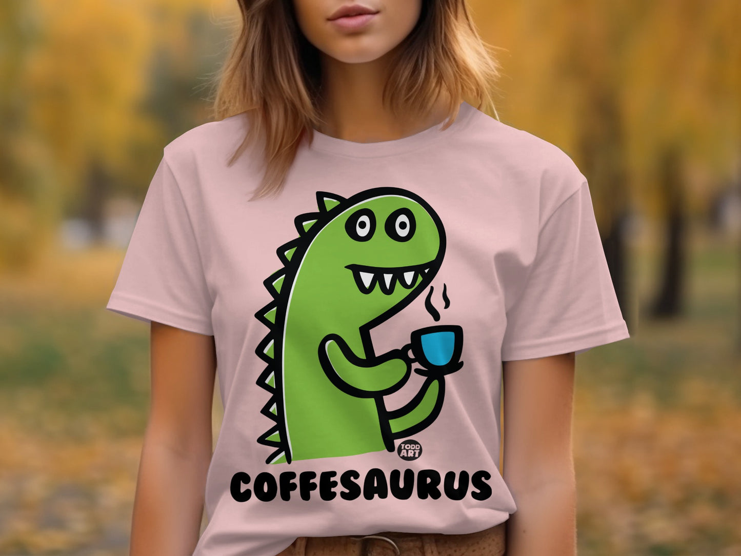 Coffeesaurus Drinking Coffee Dinosaur T-Shirt product type