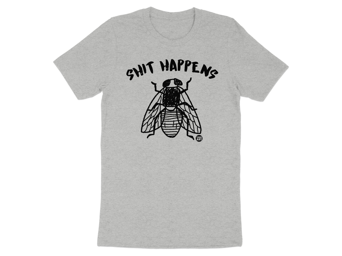 Shit Happens Fly Graphic Grey T-shirt product type