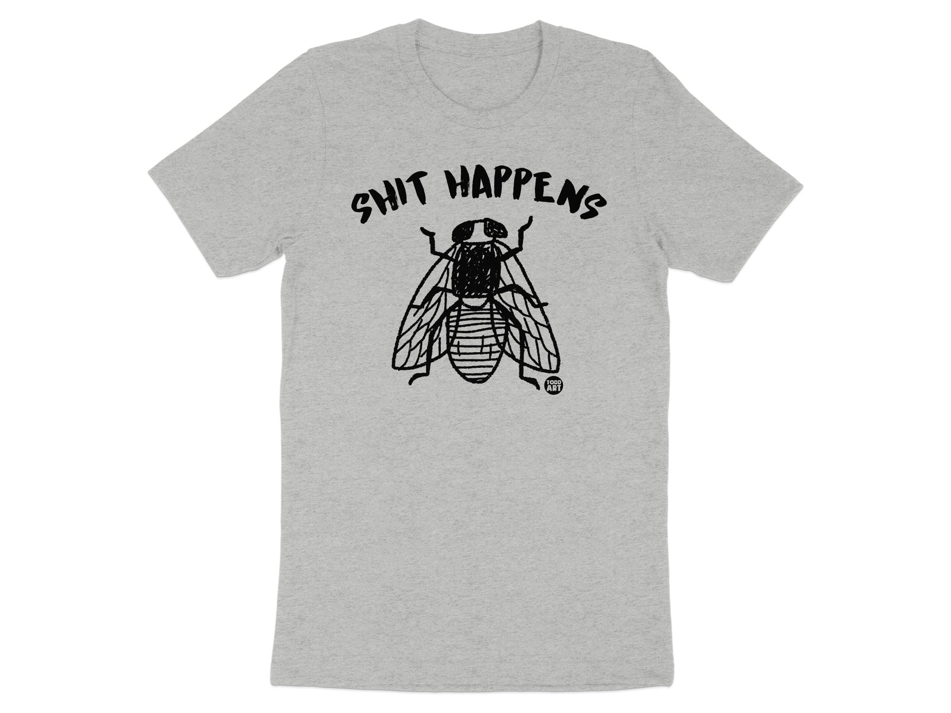 Shit Happens Fly Graphic Grey T-shirt product type