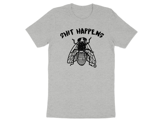 Shit Happens Fly Graphic Grey T-shirt product type