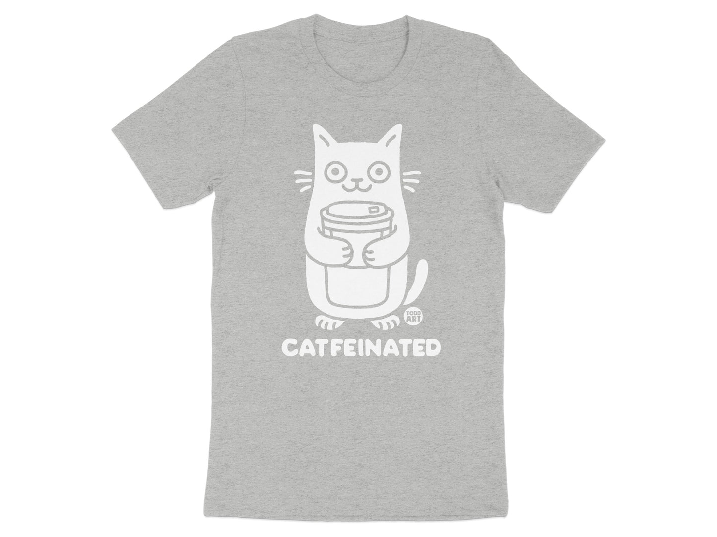 Catfeinated Cartoon Cat with Coffee Shirt product type