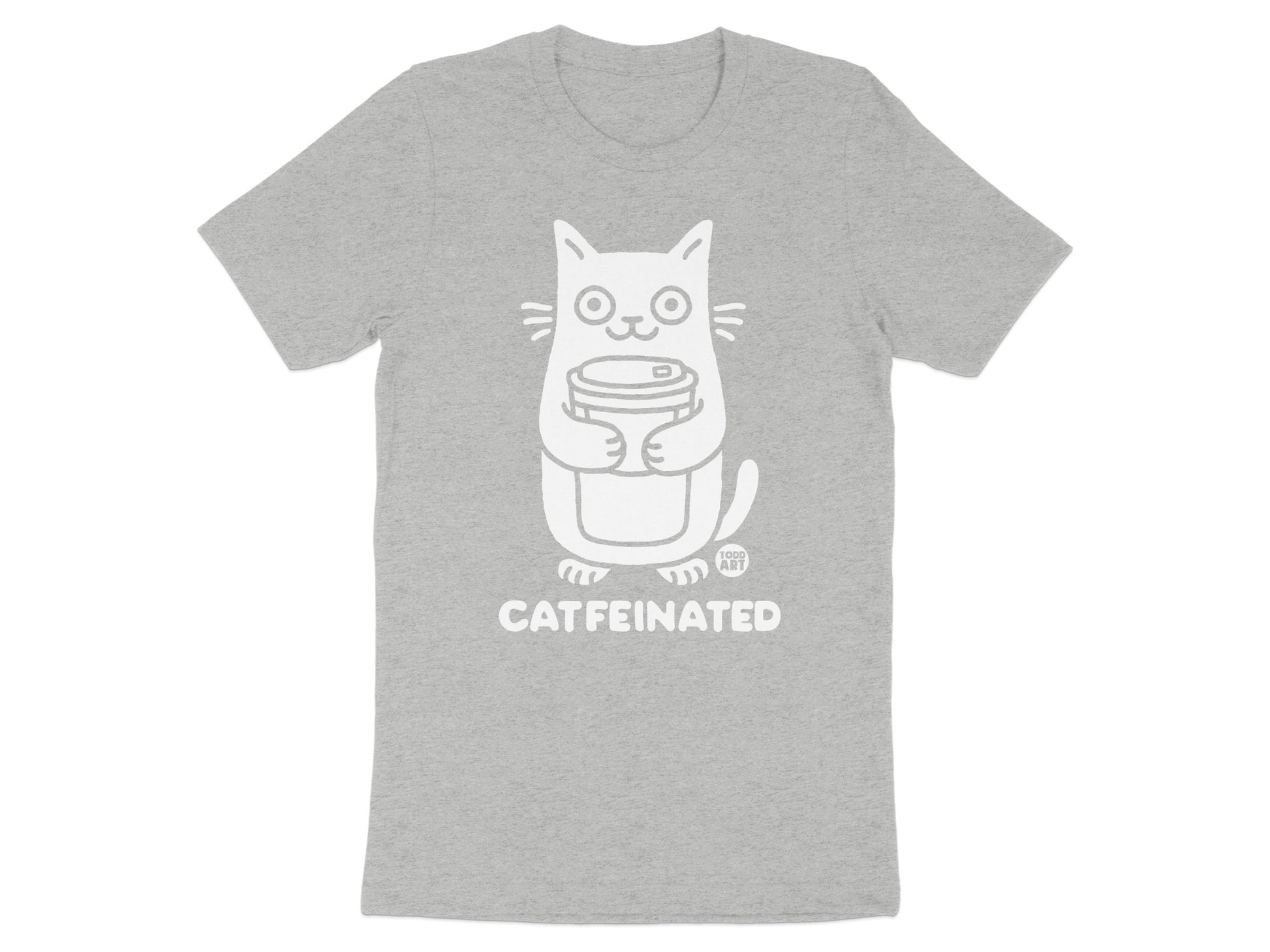 Catfeinated Cartoon Cat with Coffee Shirt product type