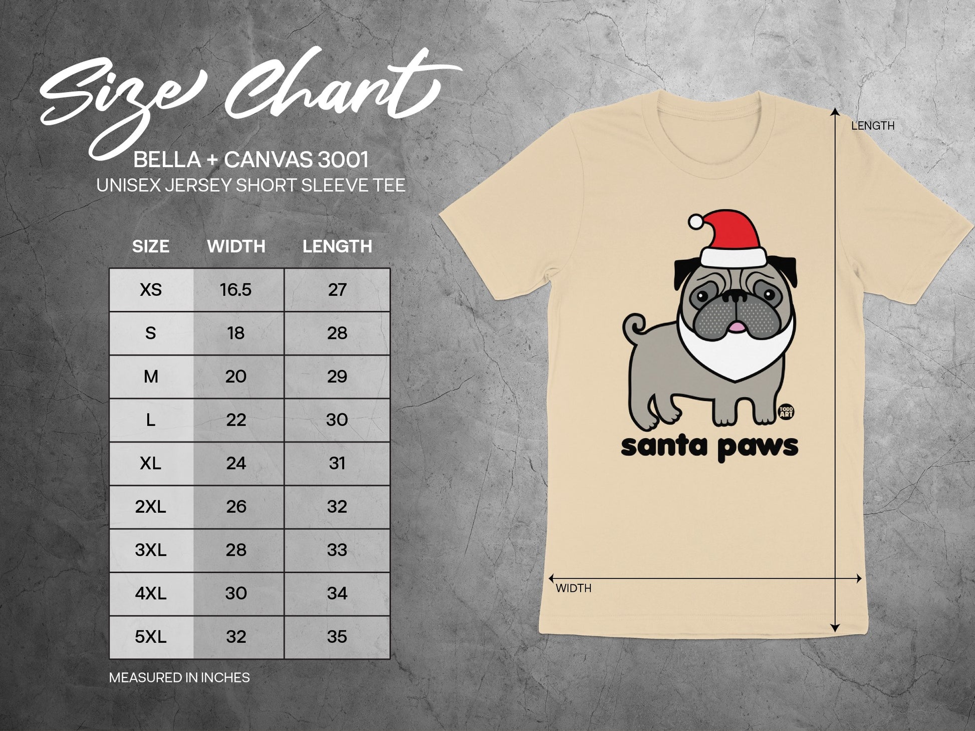Santa Paws Pug Wearing Santa Hat Short Sleeve Tee product