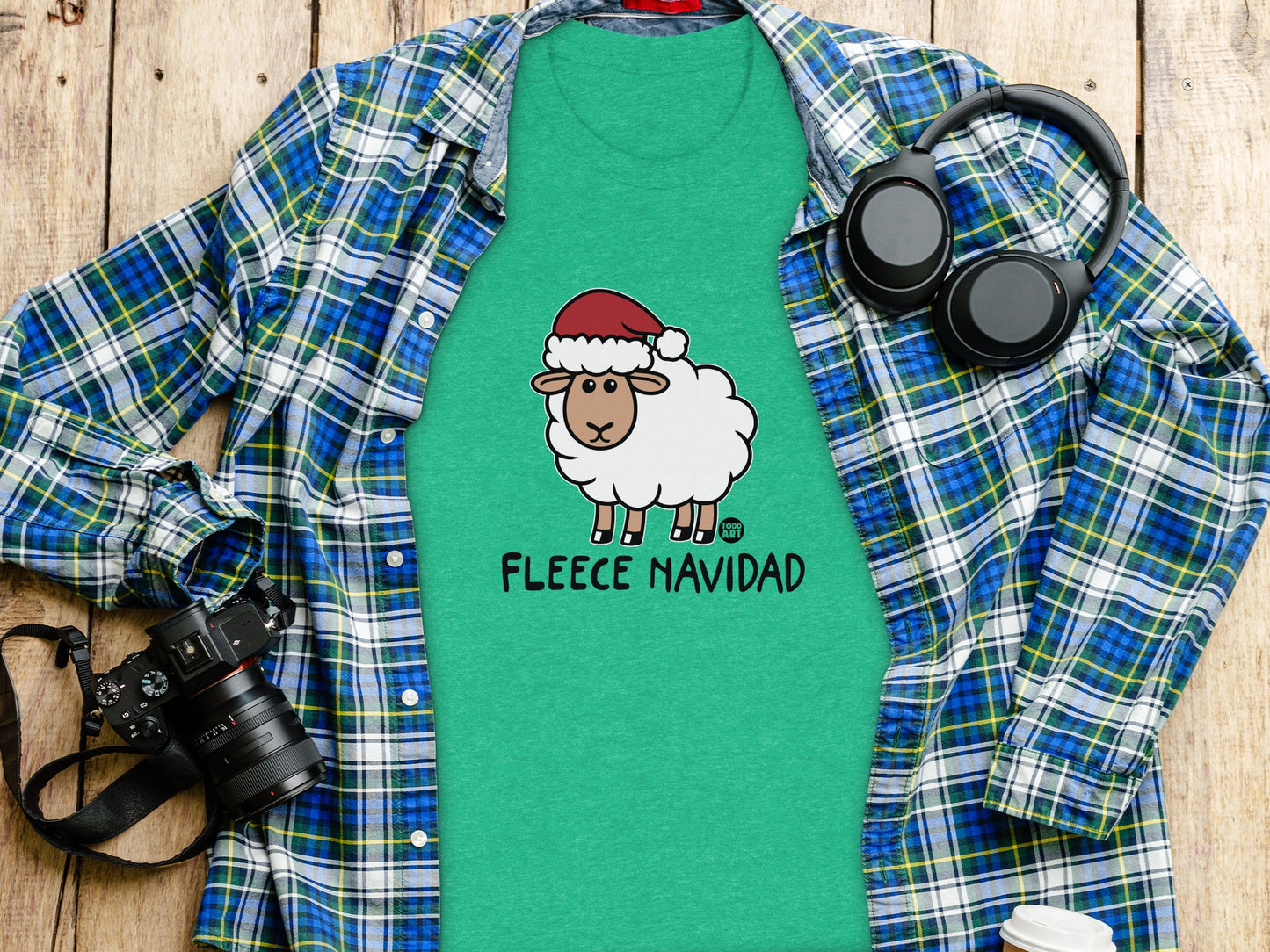 Fleece Navidad Sheep Graphic T-Shirt for Holiday Fun