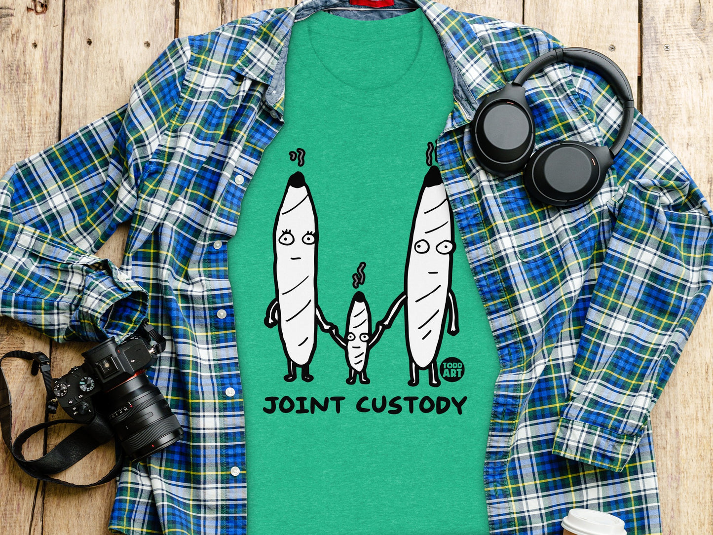 Joint Custody Funny Family Cartoon Graphic T-Shirt