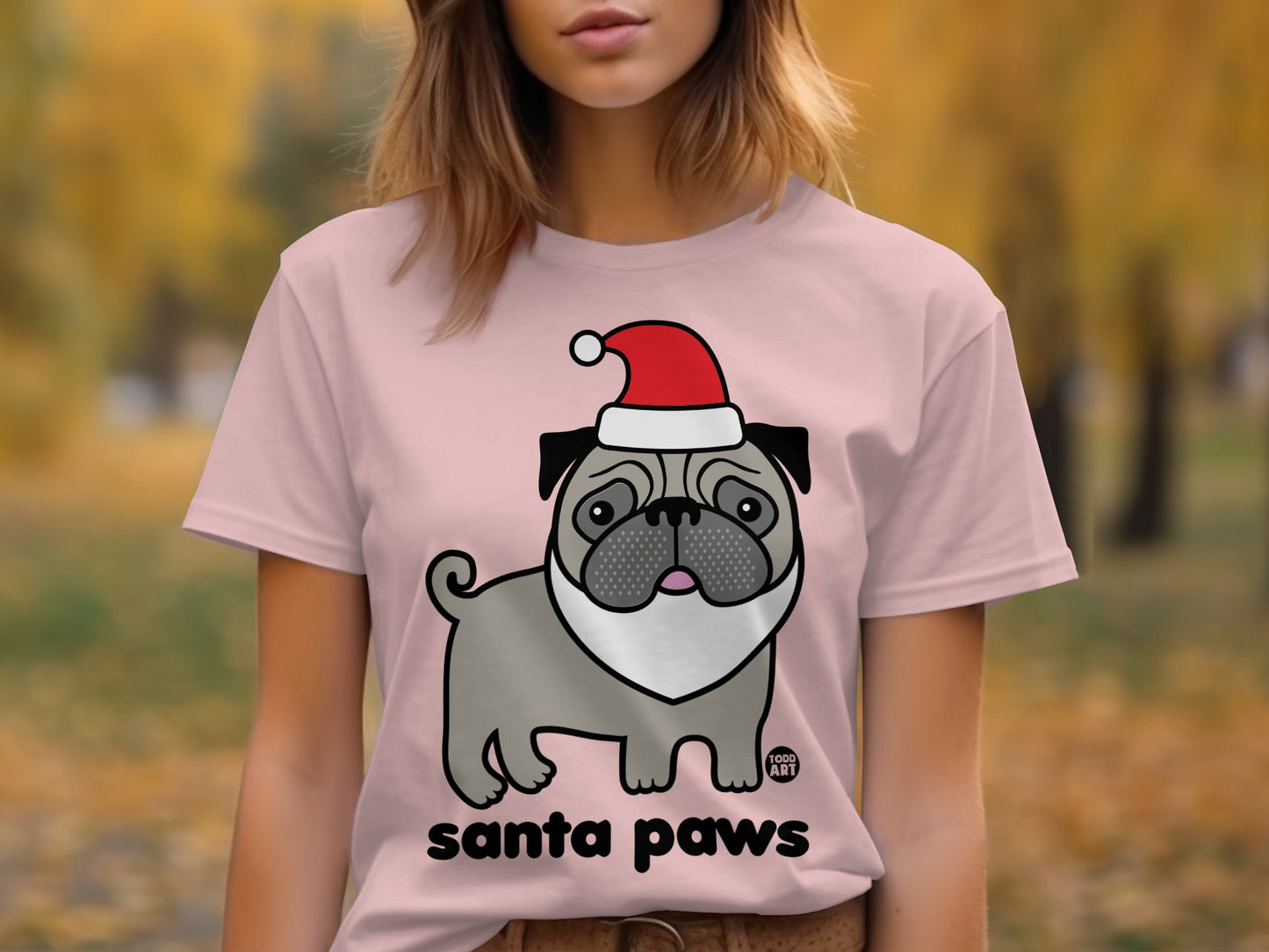 Santa Paws Pug Christmas Graphic Tee product type